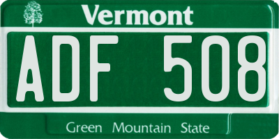 VT license plate ADF508