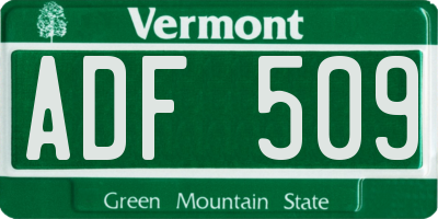 VT license plate ADF509