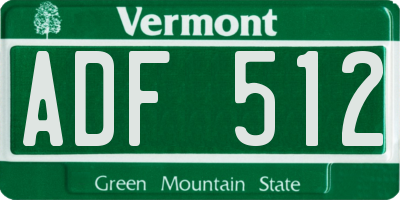 VT license plate ADF512