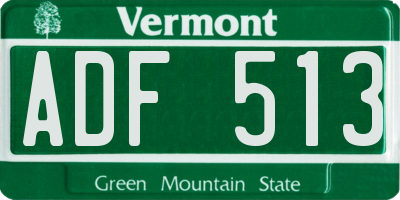 VT license plate ADF513