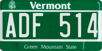 VT license plate ADF514