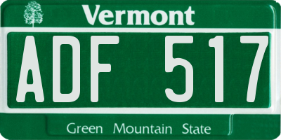 VT license plate ADF517