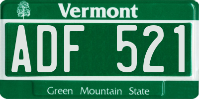 VT license plate ADF521