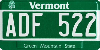 VT license plate ADF522