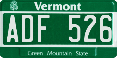 VT license plate ADF526