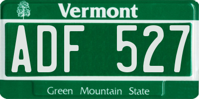 VT license plate ADF527