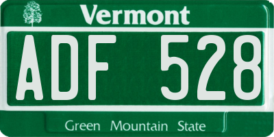 VT license plate ADF528