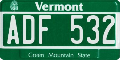VT license plate ADF532