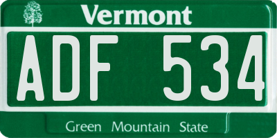 VT license plate ADF534