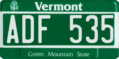 VT license plate ADF535