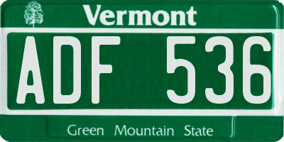 VT license plate ADF536