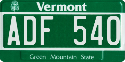 VT license plate ADF540