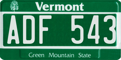 VT license plate ADF543