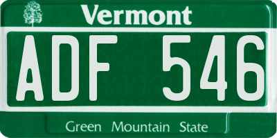 VT license plate ADF546