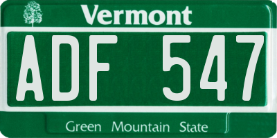 VT license plate ADF547