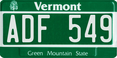 VT license plate ADF549