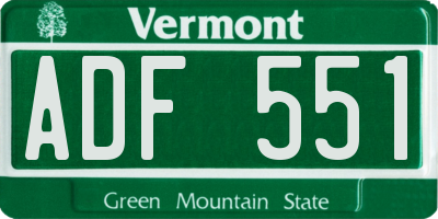 VT license plate ADF551