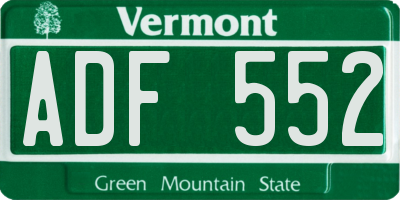 VT license plate ADF552