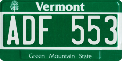 VT license plate ADF553
