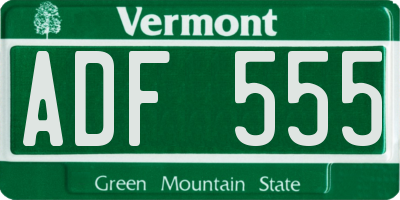 VT license plate ADF555