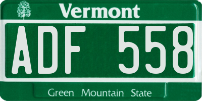 VT license plate ADF558