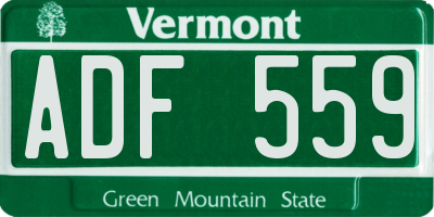 VT license plate ADF559