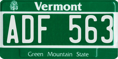 VT license plate ADF563