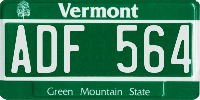 VT license plate ADF564