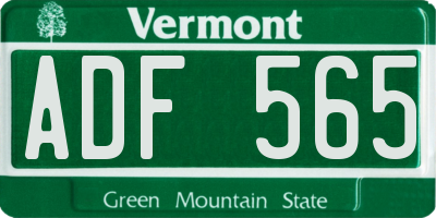 VT license plate ADF565