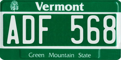 VT license plate ADF568