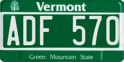 VT license plate ADF570