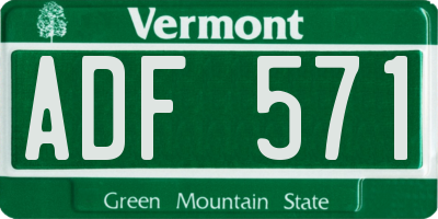 VT license plate ADF571