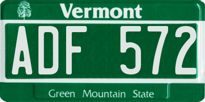 VT license plate ADF572
