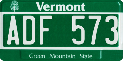 VT license plate ADF573