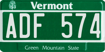 VT license plate ADF574