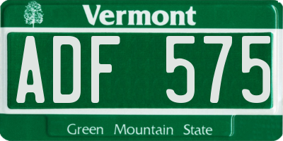 VT license plate ADF575