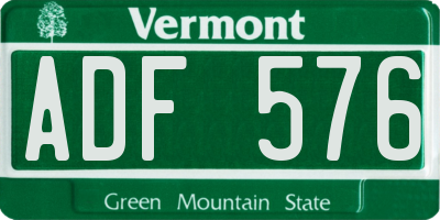VT license plate ADF576