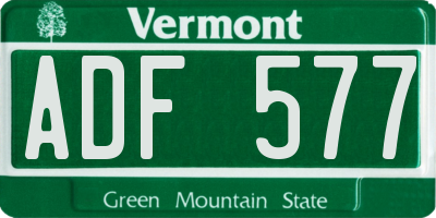 VT license plate ADF577