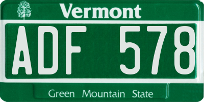 VT license plate ADF578