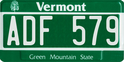VT license plate ADF579