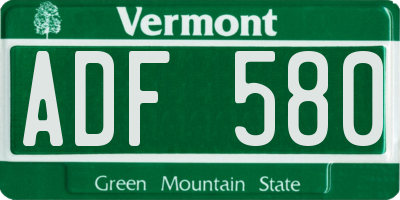 VT license plate ADF580