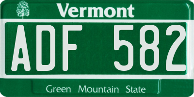 VT license plate ADF582