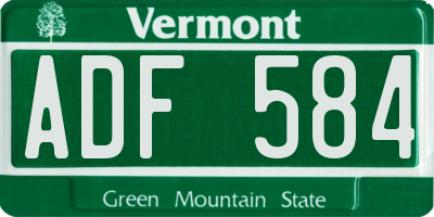 VT license plate ADF584
