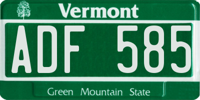 VT license plate ADF585