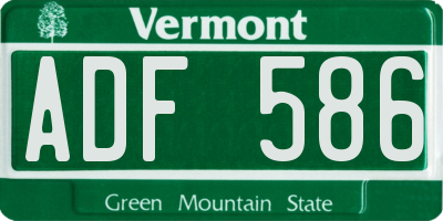 VT license plate ADF586