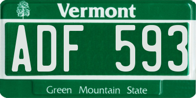 VT license plate ADF593
