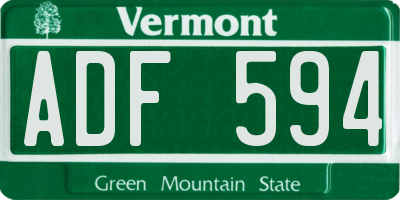 VT license plate ADF594