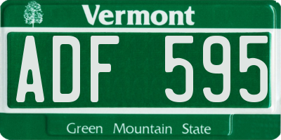VT license plate ADF595