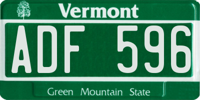 VT license plate ADF596