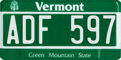 VT license plate ADF597